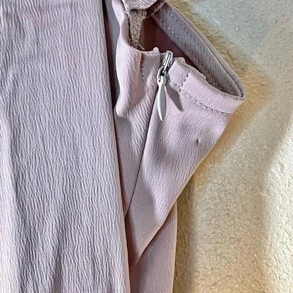 Unique21 Slip Dress Women UK 12 US 8 Gathered Side Satin Cowl Neck Zip Taupe NEW - Picture 8 of 11